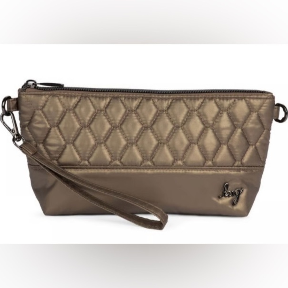 Lug Shiplap RFID Wristlet/Pouch/Clutch in Metallic Walnut